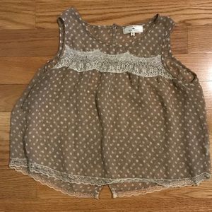 ⚜️Beige Polka-Dotted Sheer Crop Top⚜️